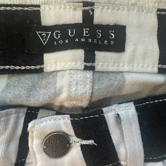 Vintage Guess Jeans Brittney Black & White Vogue Ergeant Stripe Women’s Sz 29 - Picture 10 of 10